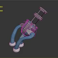 Industrial Mechanical Device With Blue Pipes White Base And Metal Structure