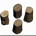 Natural Tree Stumps With Cross Section Texture And Various Sizes Arrangement