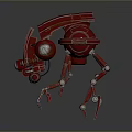 Red Metallic Mechanical Insect 3D Model With Robotic Legs And Shell Structure 3d model