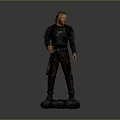 Game Movie Character Medieval Armored Warrior With Long Hair Beard Holding Sword On Stone Base