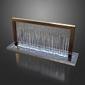 Contemporary Garden Landscape Water Feature With Vertical Water Curtain Metal Frame And Water Basin