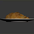 Baked Braided Bread On White Plate With Gold Rim And Seasonings