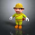 Cartoon Man With Yellow Hat Mustache And Orange Boots In Yellow Outfit