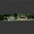 Natural Rock Formation Landscape With Green Vegetation And Grass Area