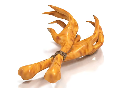 Orange Yellow Dried Tendon Food Two Pieces Crossed Tied With Rope 3d model