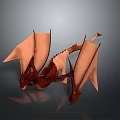 Detailed 3D Mythical Dragon Creature Model With Reddish Brown Wings And Scales