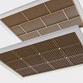 Stylish Ceiling Design With Grid Pattern Brown And White Wooden Panels 3d model