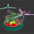 Aerospace Vehicle Model With Propellers On Blue Red Base And Yellow Star