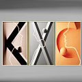 Modern Abstract Triptych Wall Art With Face Profiles Geometric Lines And Circular Elements 3d model
