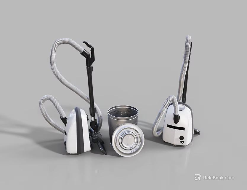 Modern White Vacuum Cleaners With Detachable Dust Cups For Home Cleaning 3d model 