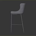 Light Purple Quilted Fabric Bar Stool With Metal Cross Support Legs