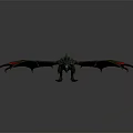 3D Rendered Red And Green Dragon With Wings On Gray Background Red Reflections