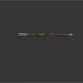 Traditional Brown Curved Wooden Bow With Blue Arrowhead And White Shaft Weapon
