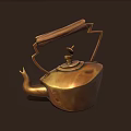 Vintage Copper Kettle With Wooden Handle And Bird Shaped Spout For Home Use