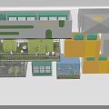 Colorful Public Facilities With Modern Patterned Designs And Green Yellow Accents 3d model
