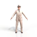 Classic Beige Men's Formal Suit With Vest Tie And Stylish Hat