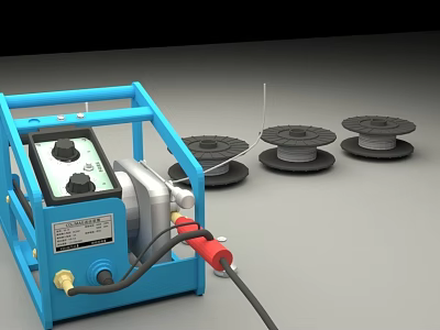 Portable Blue Industrial Welding Machine With Metal Welding Accessory Spools 3d model