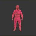 Pink Jumpsuit Game Movie Character With Triangle Symbol And Black Harness