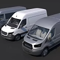 Three Commercial Utility Vans In Silver White Gray For Cargo Transport Use