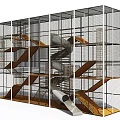 Kindergarten Indoor Play Area Featuring Wooden Climbing Frames Slides and Metal Mesh Enclosures