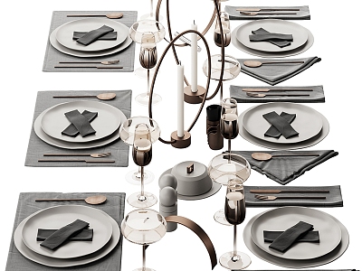 Modern restaurant tableware decoration set model