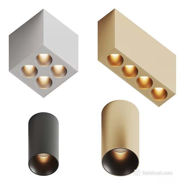 Modern Downlights And Spotlights With Silver Gold Black Colors And Sleek Designs 3d model 
