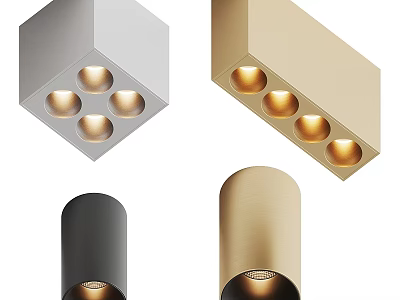 Modern Downlights And Spotlights With Silver Gold Black Colors And Sleek Designs 3d model
