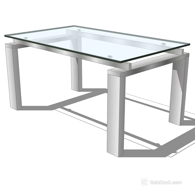 Modern Glass Top Dining Table With Sturdy Metal Legs And Sleek Design 3d model 