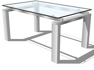 Modern Glass Top Dining Table With Sturdy Metal Legs And Sleek Design 3d model