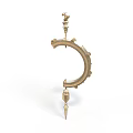 Intricate Golden Sculpture Carving Featuring Ornate Curved Structure With Decorative Spires And Detailed Engravings