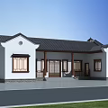 Ancient Chinese Architecture With White Walls Black Roof Wooden Porch And Symmetrical Design