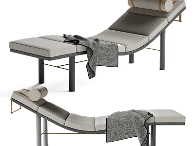 Modern Lounge Chair With Fabric Cushion Metal Frame And Accent Towel 3d model
