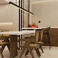 Modern Living And Dining Room Interior With White Sofa Coffee Table Bar Counter And Stools