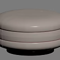 Modern White Leather Round Stool With Stitched Details And Black Base 3d model