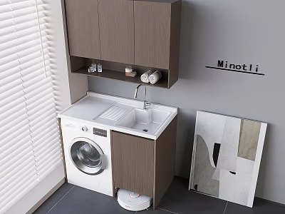 Italian Balcony Washing Machine Cabinet Drum Washing and Baking Washing Machine Basin Washing Table Washing Board Sweeping Robot Aromatherapy 3d model