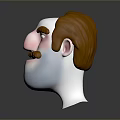 Cartoon Man Head With Brown Hair Mustache And Smiling Expression On Gray Background