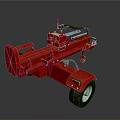 Red Portable Wood Splitter Machine With Engine And Wheels On Trailer 3d model