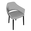 Modern Light Grey Upholstered Dining Chairs With Armrest And Black Legs