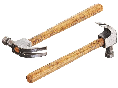 Essential Hardware Tools Pliers and Hammer with Wooden Handles for Home Use 3d model