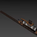 Vintage Steam Locomotive Design With Metal Structure On Railway Tracks