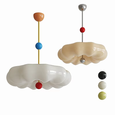 Cloud Shaped Chandelier With Colorful Balls For Modern Home Decor 3d model