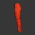 Stylish Red Pants With Zipper Details And White Stripe Accents