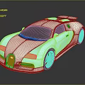 Bugatti Sports Car With Blue And Silver Glossy Finish And Sleek Aerodynamic Design