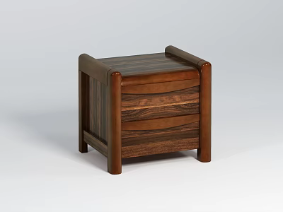 Elegant Modern Wooden Bedside Table With Drawer Storage And Square Design 3d model