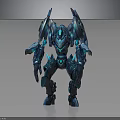 Shiny Blue Mechanical Character Creature With Futuristic Sci-Fi Armor Design 3d model
