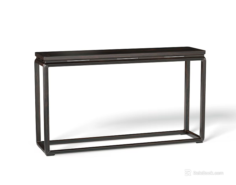 Classic Dark Wooden Console Table With Narrow Frame And Simple Design 3d model 