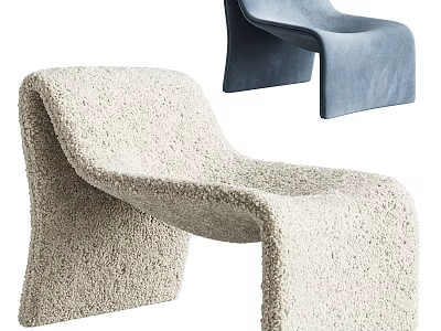 Beige And Blue Accent Chairs With Plush Textured Fabric And Curved Modern Design 3d model