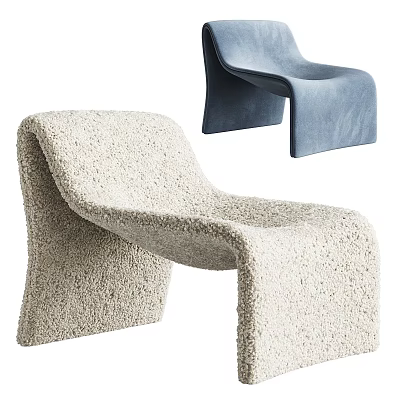 Beige And Blue Accent Chairs With Plush Textured Fabric And Curved Modern Design 3d model