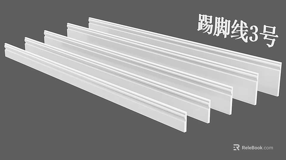 Sleek White Baseboard Trim With Long Strip Design For Home Interiors 3d model 