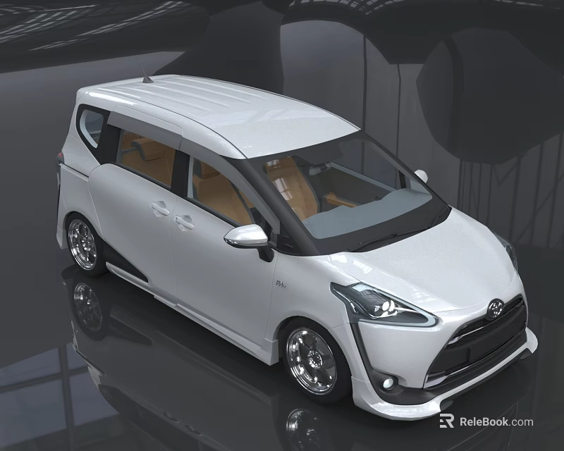 White Compact Car With Black Roof Brown Seats And Modern Design 3d model 